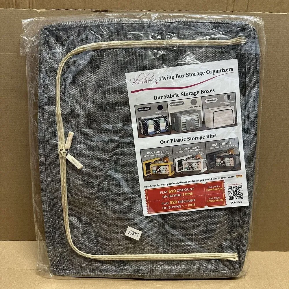 Collapsible Storage Boxes for Clothes Large Size 20×16×15 Gray Clothes Linen‎